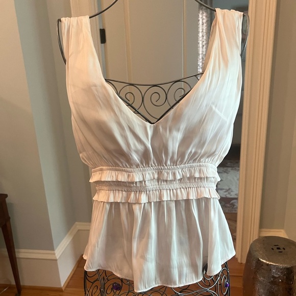 White / Cream Silk Top | White Tank Top - Picture 4 of 7